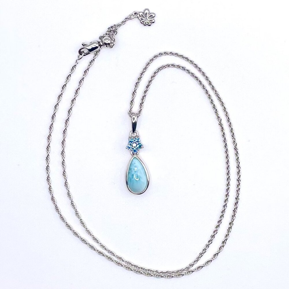 MARAHLAGO LEIA FLOWER LARIMAR NECKLACE
